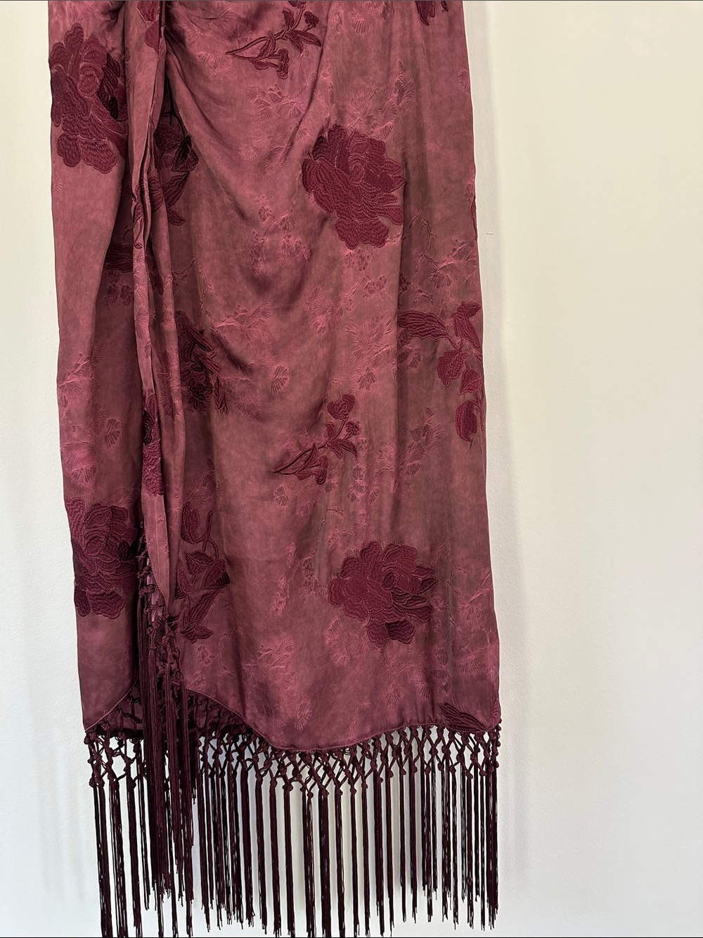 Zara Rose-Mauve Floral Fringe skirt - Picture 2 of 4